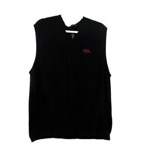 Ashworth Mens Sweater Vest Size Large Golf Silk Blend Black Arkansas Razorbacks